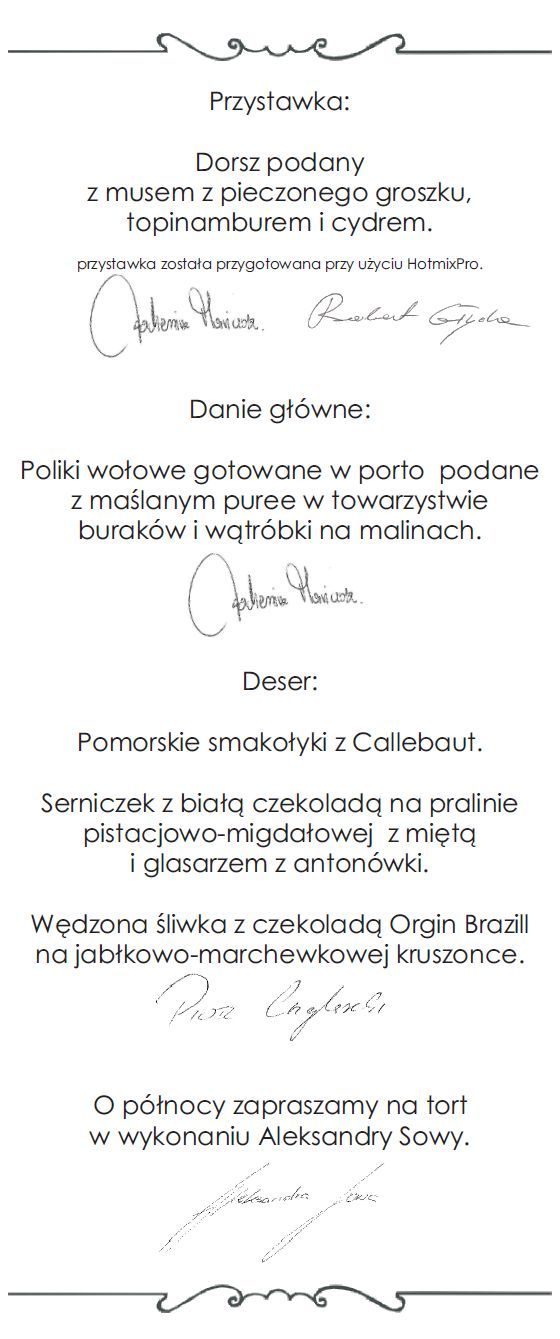 menu - gala